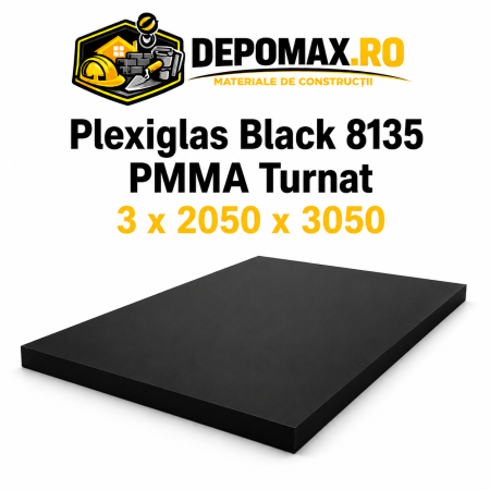 Plexiglas Black 8135 PMMA turnat satinat 3 x 2050 x 3050 mm